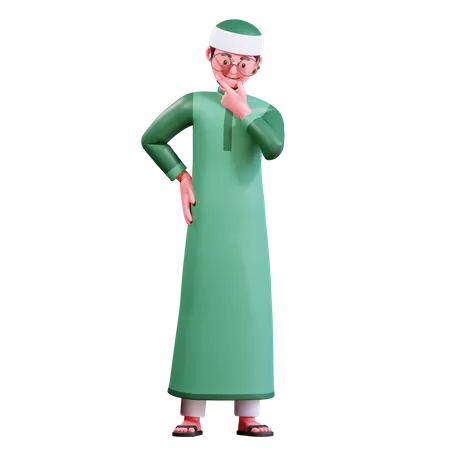 Muslimischer Mann denkt  3D Illustration