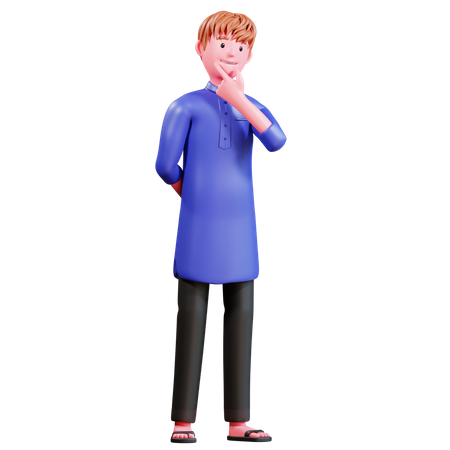 Muslimischer Mann denkt  3D Illustration