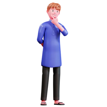 Muslimischer Mann denkt  3D Illustration