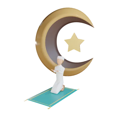 Muslimischer Mann Gebet  3D Illustration