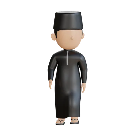 Muslimischer Mann zu Fuß  3D Illustration