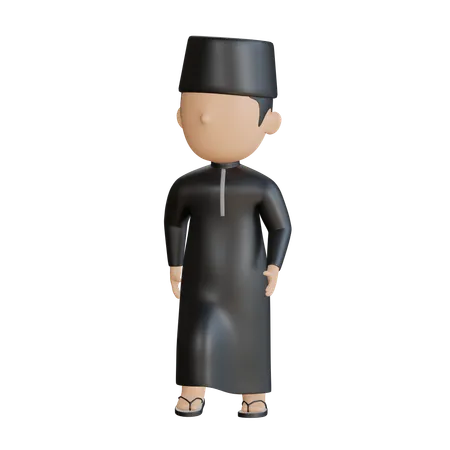 Muslimischer Mann zu Fuß  3D Illustration