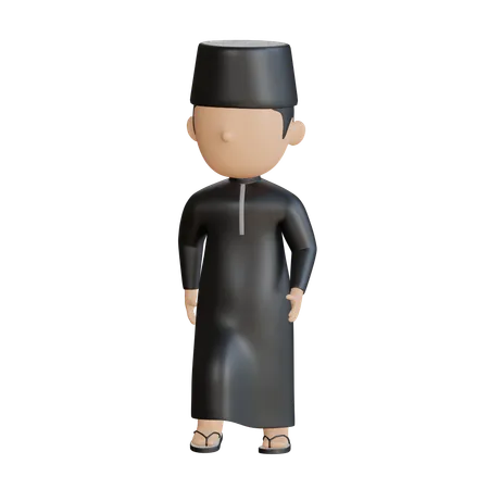 Muslimischer Mann zu Fuß  3D Illustration