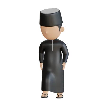 Muslimischer Mann zu Fuß  3D Illustration