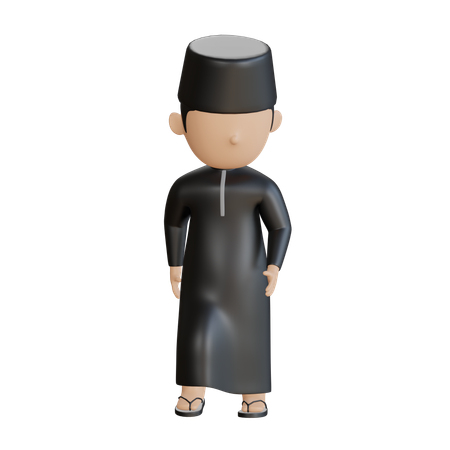 Muslimischer Mann zu Fuß  3D Illustration