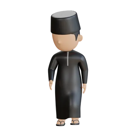 Muslimischer Mann zu Fuß  3D Illustration