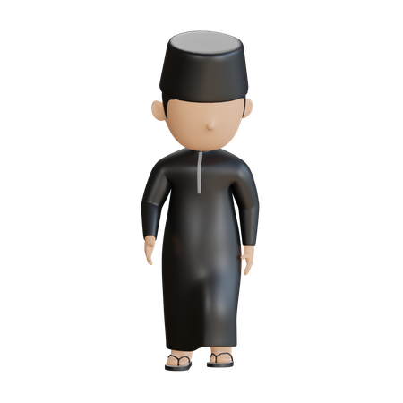 Muslimischer Mann zu Fuß  3D Illustration