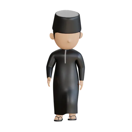 Muslimischer Mann zu Fuß  3D Illustration