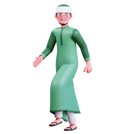 Muslimischer Mann zu Fuß  3D Illustration