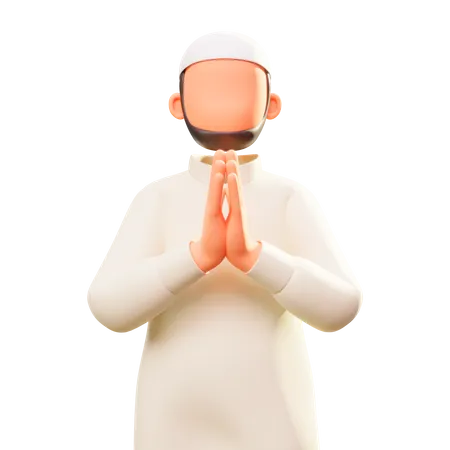 Muslimischer Mann grüßt zum Ramadan  3D Illustration