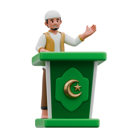 Muslimischer Mann hält eine Predigt  3D Illustration