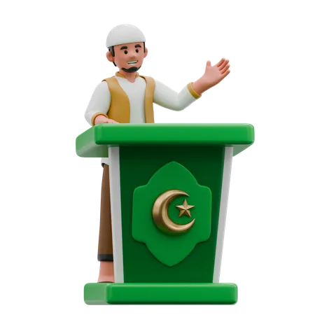 Muslimischer Mann hält eine Predigt  3D Illustration