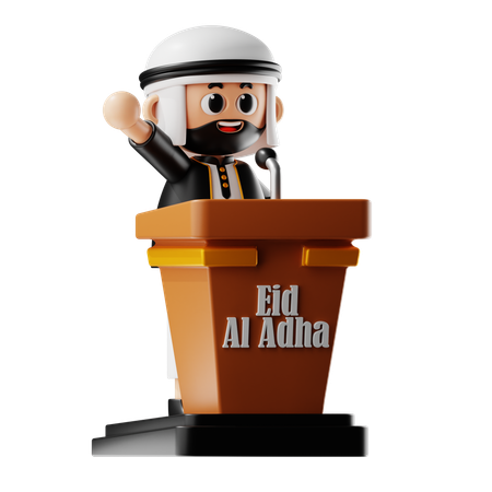 Muslimischer Mann hält Rede  3D Illustration