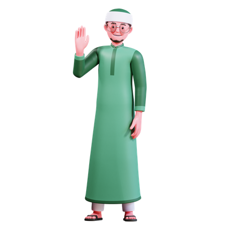 Muslimischer mann der die hand hebt  3D Illustration