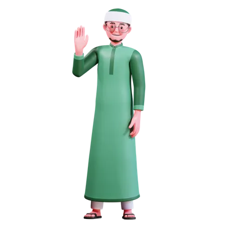 Muslimischer mann der die hand hebt  3D Illustration