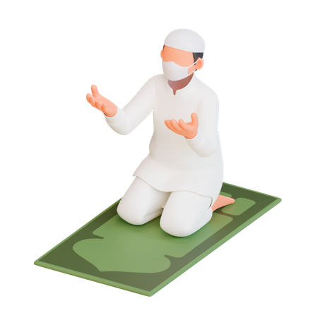 Muslimischer Mann beim Namaz  3D Illustration