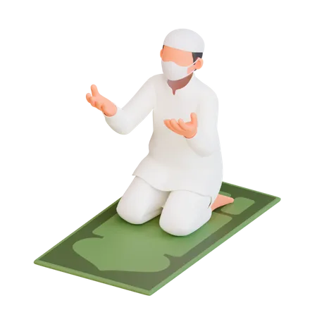 Muslimischer Mann beim Namaz  3D Illustration