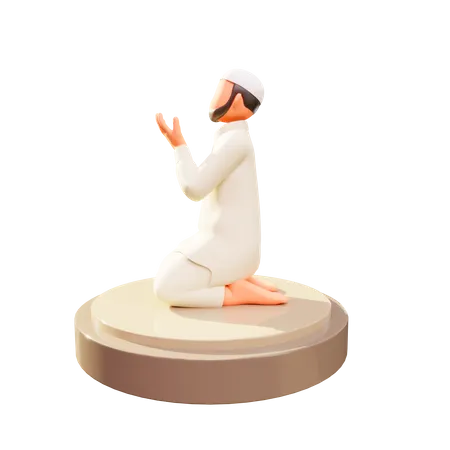 Muslimischer Mann beim Namaz  3D Illustration