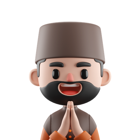 Muslimischer Mann sagt Namaste  3D Icon
