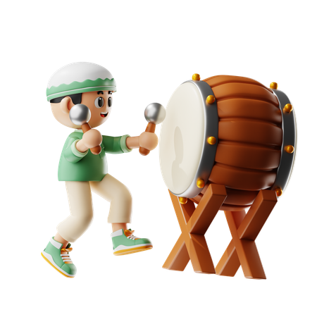 Muslimischer Mann spielt Trommel  3D Illustration