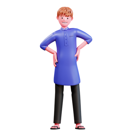 Muslimischer Mann stehend  3D Illustration