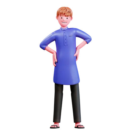 Muslimischer Mann stehend  3D Illustration