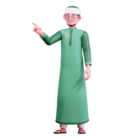 Muslimischer Mann zeigt auf etwas  3D Illustration