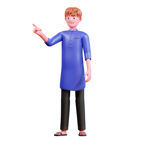 Muslimischer Mann zeigt auf etwas  3D Illustration