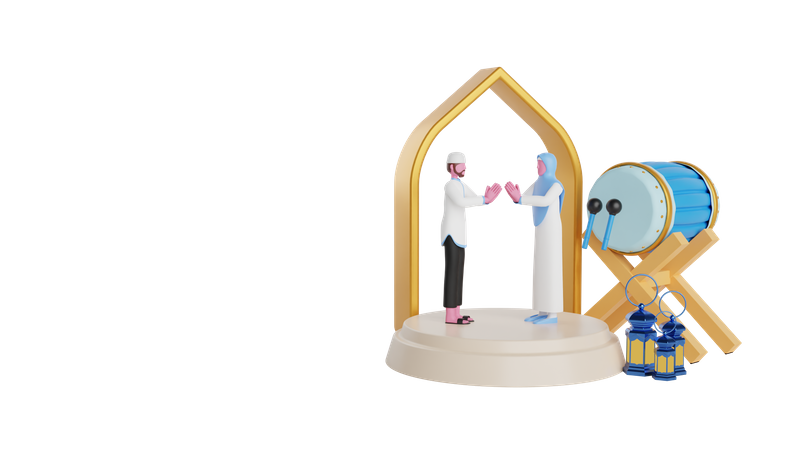 Muslimisches Paar  3D Illustration