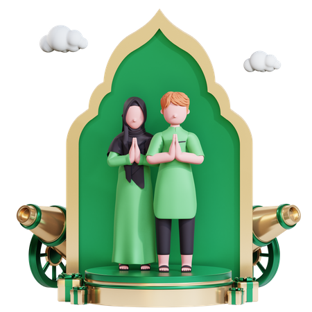 Muslimisches Paar beim Gebet  3D Icon