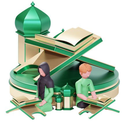 Muslimisches Paar betet im Ramadan  3D Icon