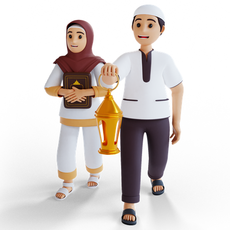 Muslimisches Paar im Ramadan  3D Illustration