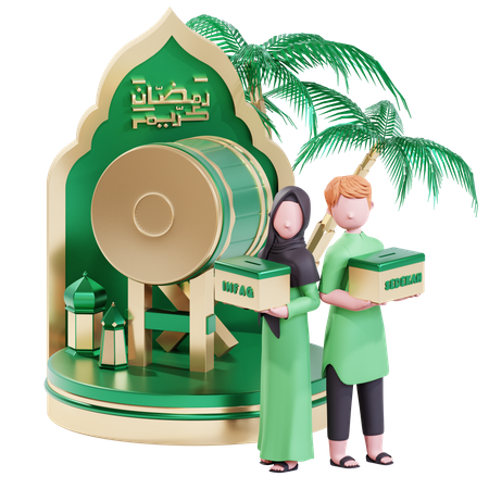 Muslimisches Paar spendet im Ramadan  3D Icon