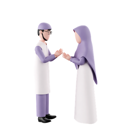 Muslims Forgive Each Other  3D Illustration