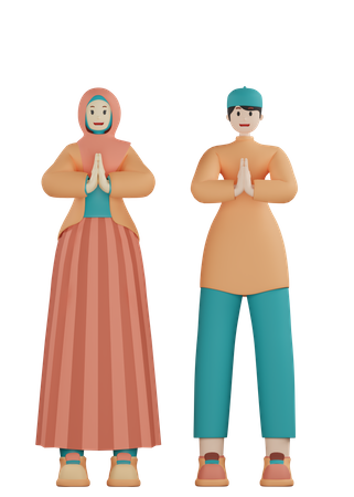 Muslims Forgive Each Other 3D Illustration
