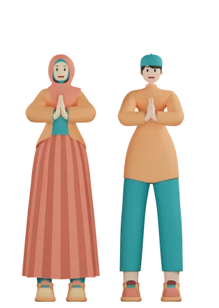 Muslims Forgive Each Other  3D Illustration
