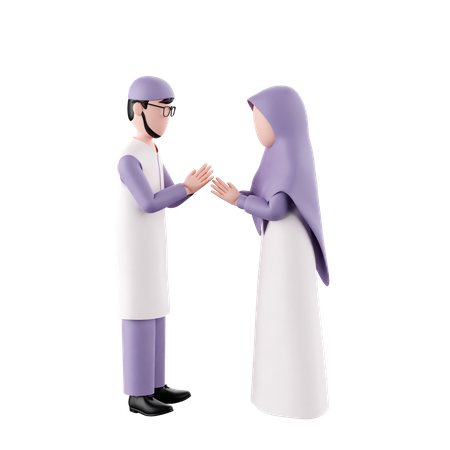 Muslims Forgive Each Other 3D Illustration