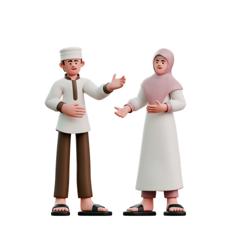 Muslims on Eid Fitr want to pray  3D Illustration