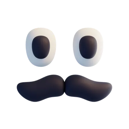 Mustache and eyes  3D Icon