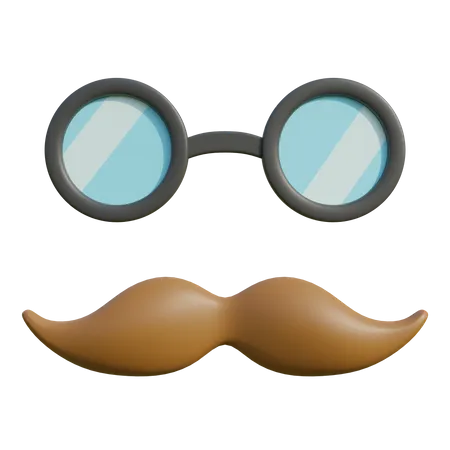 Mustache And Glasses  3D Illustration