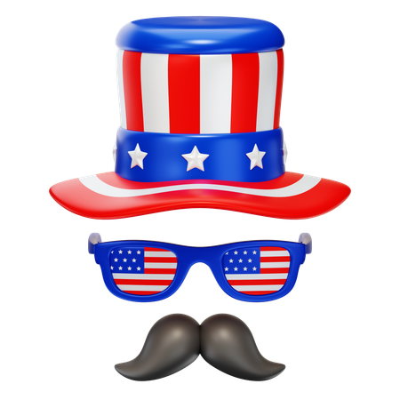 Mustache And Hat  3D Icon