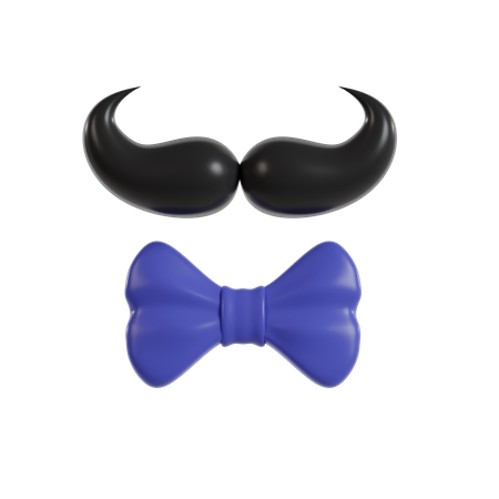 Mustache And Ribbon Tie  3D Icon