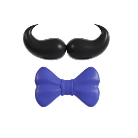 Mustache And Ribbon Tie  3D Icon