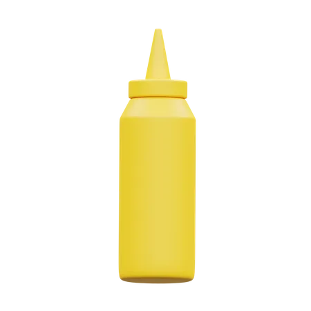 Mustard sauce squeeze bottle 3D Illustration