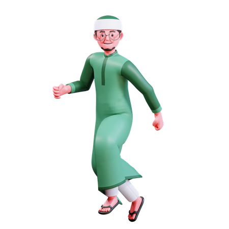 Homme musulman qui court  3D Illustration