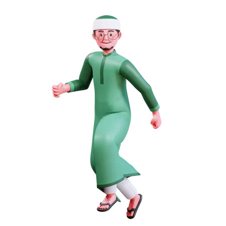 Homme musulman qui court  3D Illustration