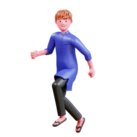 Homme musulman qui court  3D Illustration