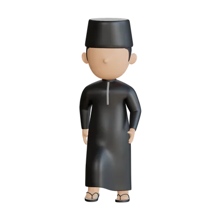 Homme musulman marchant  3D Illustration