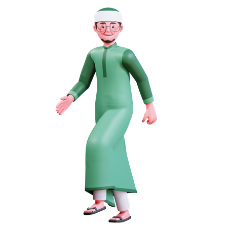 Homme musulman marchant  3D Illustration