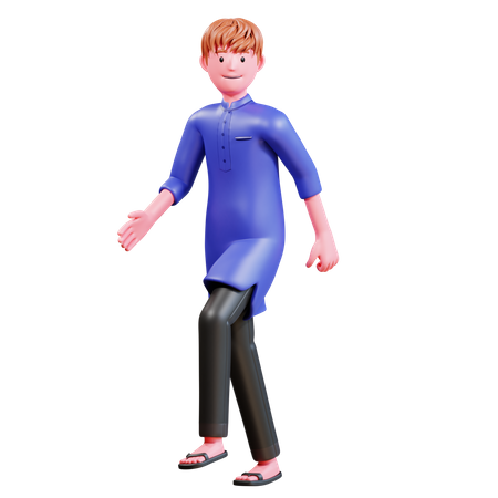 Homme musulman marchant  3D Illustration